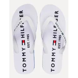 Chinelo Tommy Hilfiger Masculino Rubber Strip Simon 34R Azul/Branco Chinelo Tommy Hilfiger Masculino Rubber Strip Simon 34R Azul/Branco