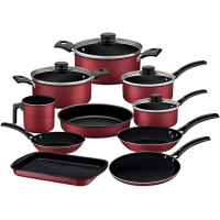 Jogo de Panelas Tramontina Antiaderente Turim 10 Pç Vermelho Jogo de Panelas Tramontina Antiaderente Turim 10 Pç Vermelho