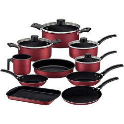 Jogo de Panelas Tramontina Antiaderente Turim 10 Pç Vermelho Jogo de Panelas Tramontina Antiaderente Turim 10 Pç Vermelho