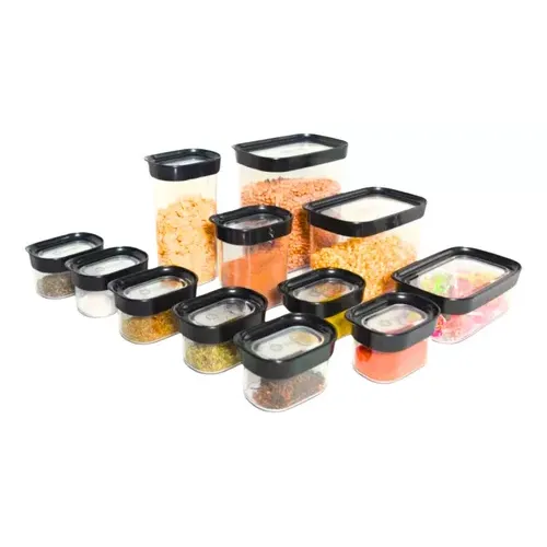 Kit Conjunto De 12 Potes Herméticos Mantimentos E Temperos Cor Branco