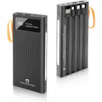Carregador Portatil Power Bank 10000mAh Bateria Portatil com 4 Cabos Carregamento PD 22.5W com Luz LED e Visor Digital YD-30 (Preto)