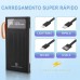 Carregador Portatil Power Bank 10000mAh Bateria Portatil com 4 Cabos Carregamento PD 22.5W com Luz LED e Visor Digital YD-30 (Preto)