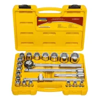 Jogo de Soquetes estriados encaixe 1/2'' 22 peças Tramontina cor amarelo e cinza Jogo de Soquetes estriados encaixe 1/2'' 22 peças Tramontina cor amarelo e cinza