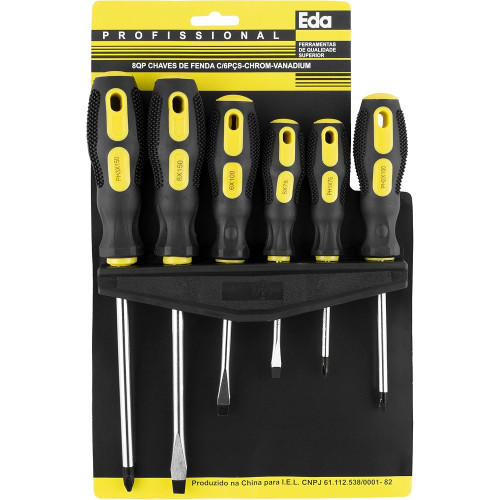 EDA Chaves De Fenda E Phillips Cromo Vanádio Jogo Com 6 Peças Eda