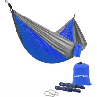 JOYFOX Rede De Dormir Camping Construção Rápida, Portátil Dobrável Rede de Árvore Acampamento (Médio Azul)